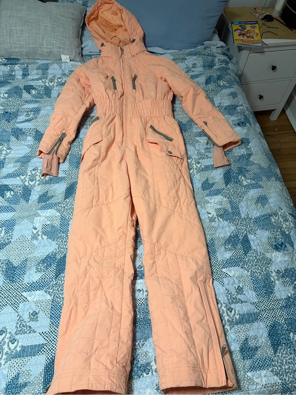 Peach Quilted Ski Suit for Women
